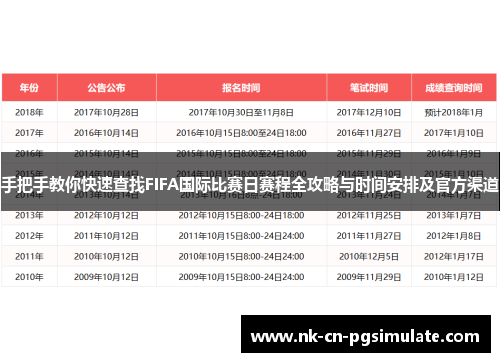 手把手教你快速查找FIFA国际比赛日赛程全攻略与时间安排及官方渠道